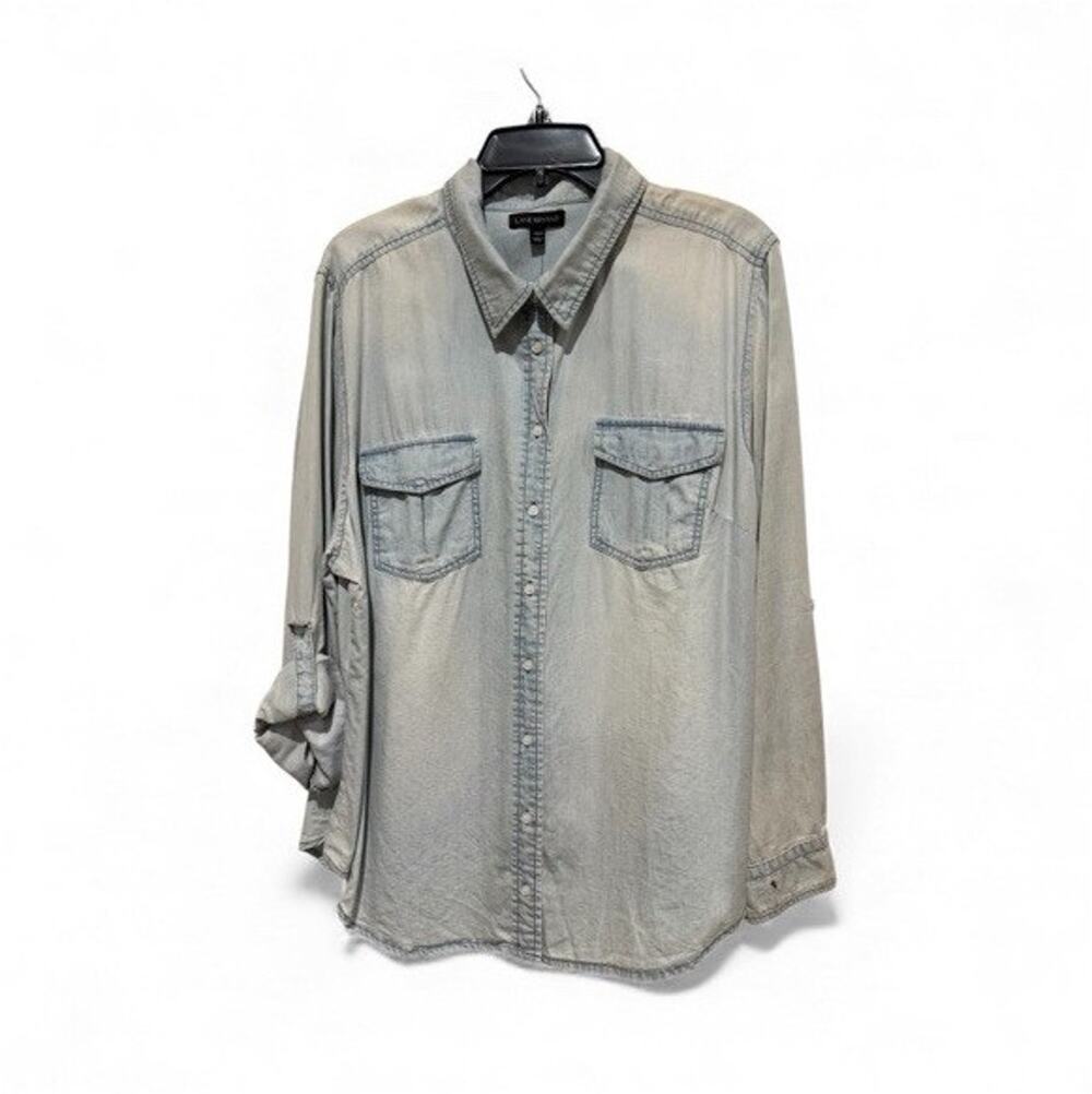 NWT Lane Bryant Denim Button-Up Shirt Light Blue Plus Size 18/20